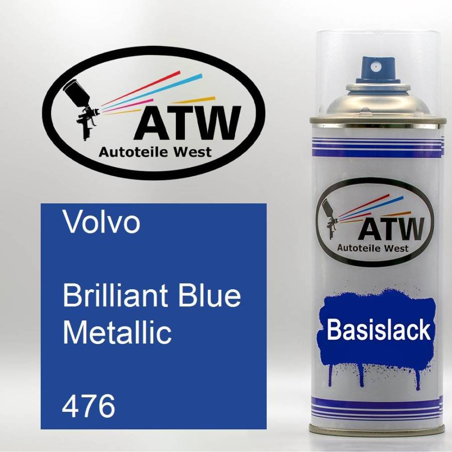 Volvo, Brilliant Blue Metallic, 476: 400ml Sprühdose, von ATW Autoteile West.